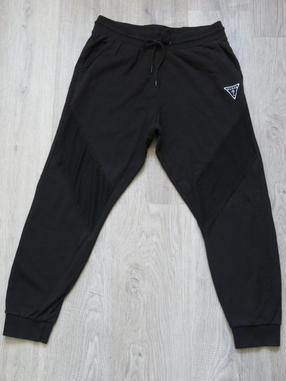 Guess Mesh Detailed Leg Black Sweatpants Jogger - Size Small